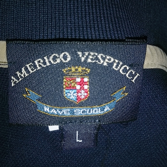 Amerigo Vespucci L Mens Italian Cotton Navy Polo Sport Sailing Shirt - Picture 7 of 11